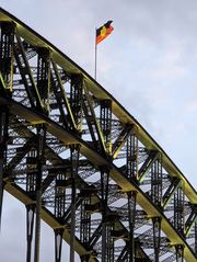 Australian Aboriginal flag on Sydney Harbour Bridge